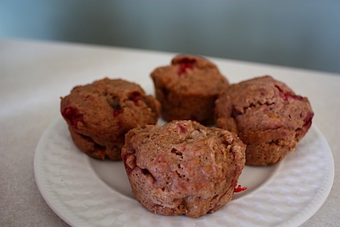 Vegan Strawberry Orange Rhubarb Muffins