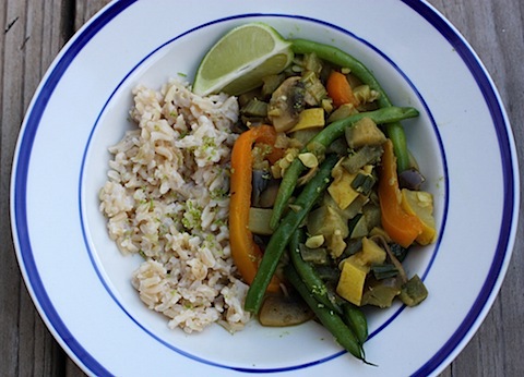 Curried Summer Vegetable Medley With Coconut Rice