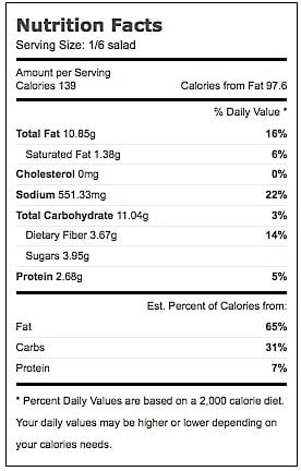 raw cauliflower tabbouleh nutrition facts.jpg