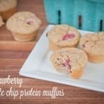 Mini strawberry chocolate chip protein muffins