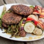 grilled veggies and burgers