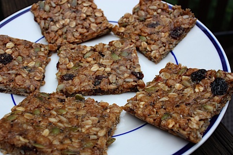 Chewy Oats Squares on white plate.