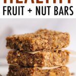 Stack of three fruit and nut bars.