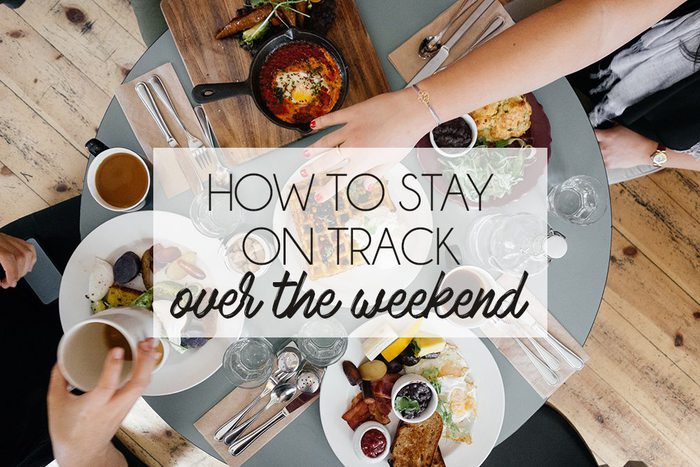 Tips from a health coach for how to stay on track with health goals over the weekend!