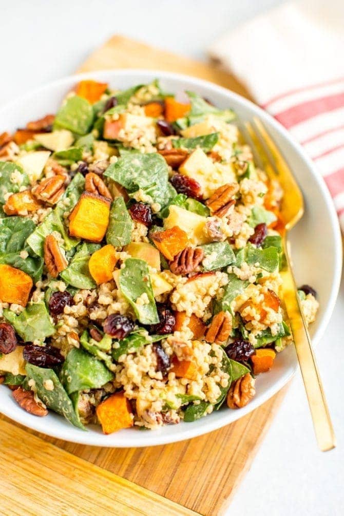 Fall Quinoa Spinach Salad Eating Bird Food