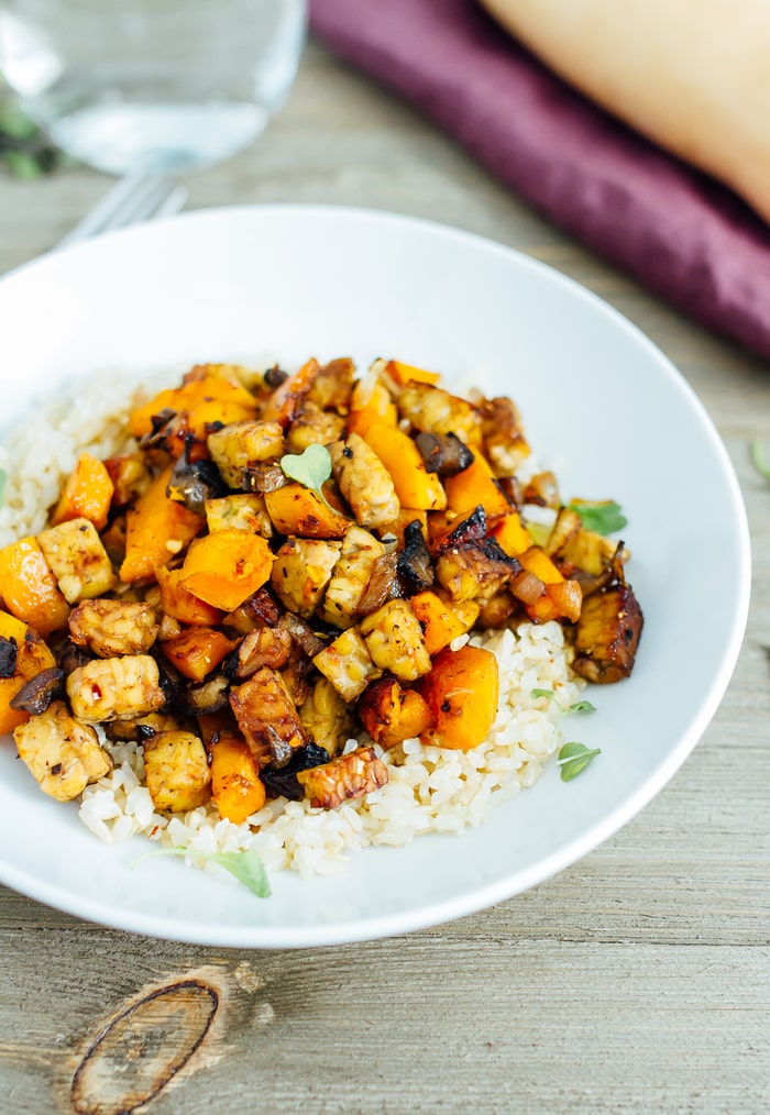 One Pan Tempeh Butternut Squash Bake Eating Bird Food