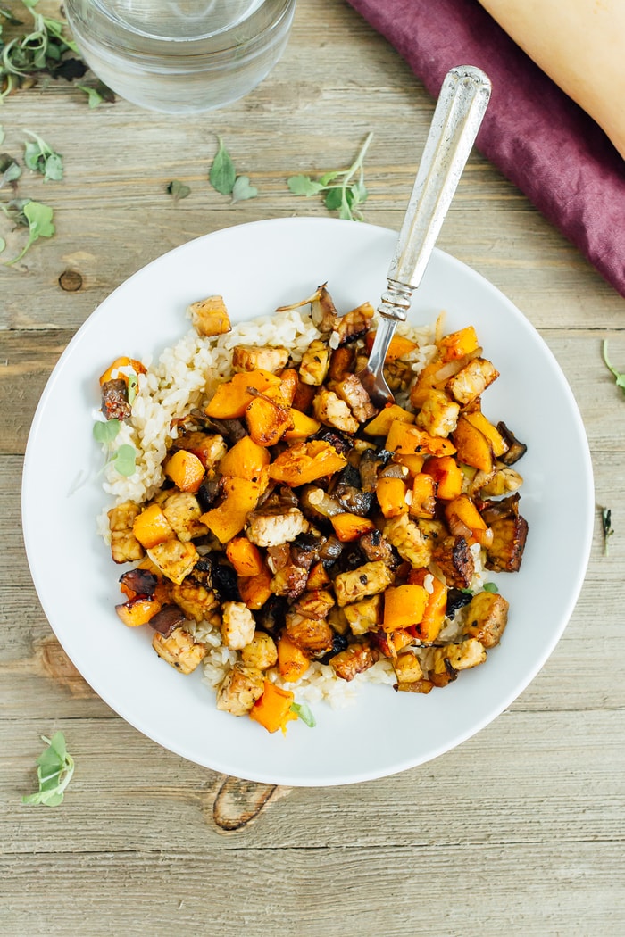 One Pan Tempeh Butternut Squash Bake Eating Bird Food