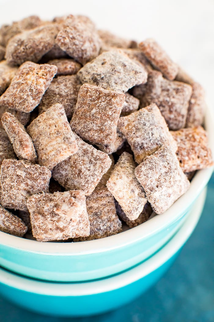 A bowl of protein muddy muddies made with protein powder.