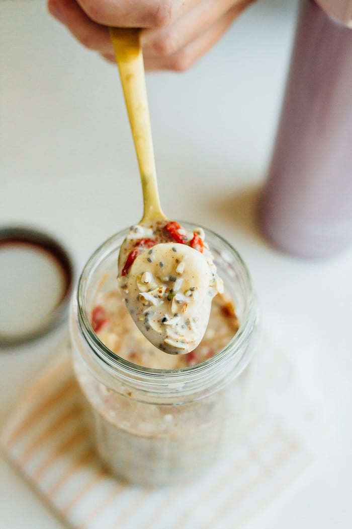 Cereal lovers rejoice! This healthy superfood cereal is loaded with nutrient-dense foods, plus it's gluten free, has no added sugars and packs a nice punch of omega-3s and protein. Put the cereal in a mason jar for easy transport when you need a quick on-the-go breakfast!