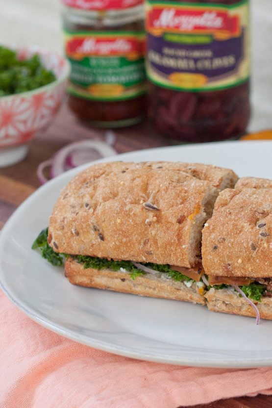 A Mezzetta Ultimate Superfood Sandwich cut in half.