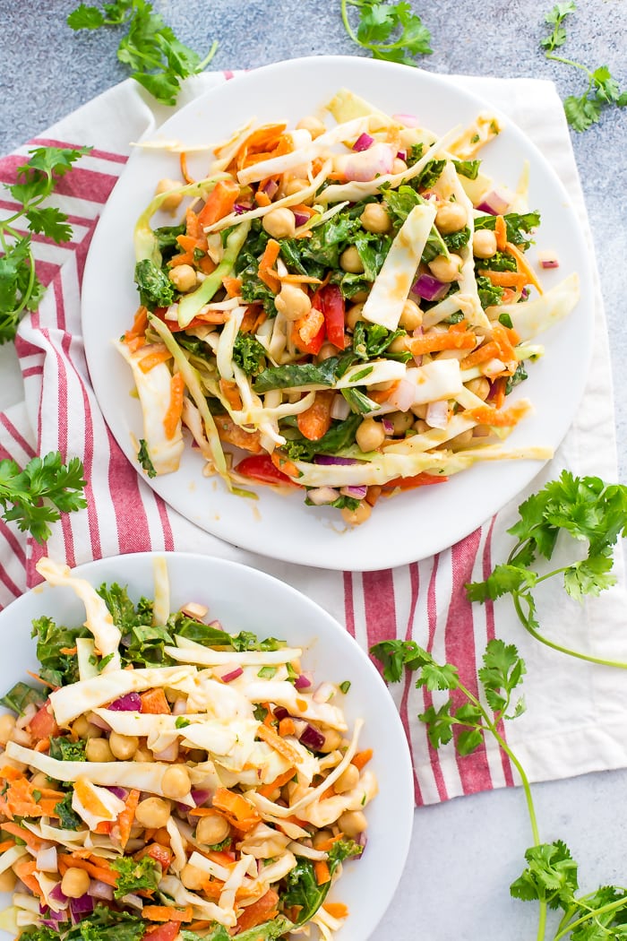 Crunchy Asian Chopped Salad {w/ Almond Dressing} - Eating Bird Food