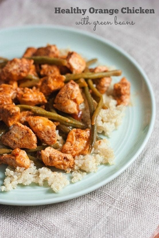 Healthy Orange Chicken with Green Beans