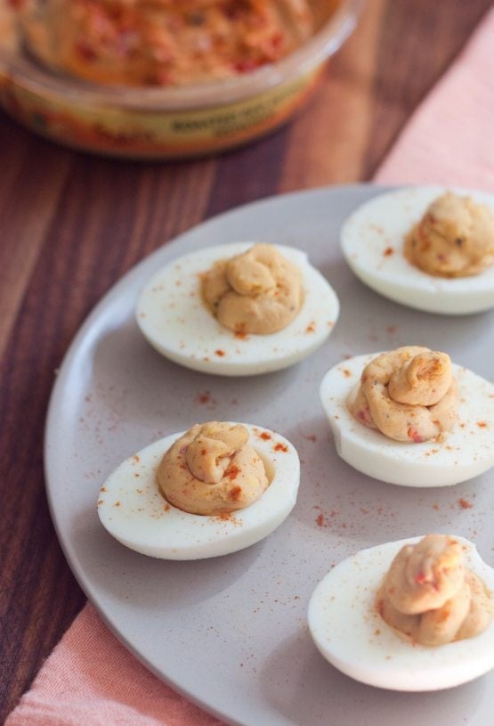 2 Ingredient Hummus Deviled Eggs