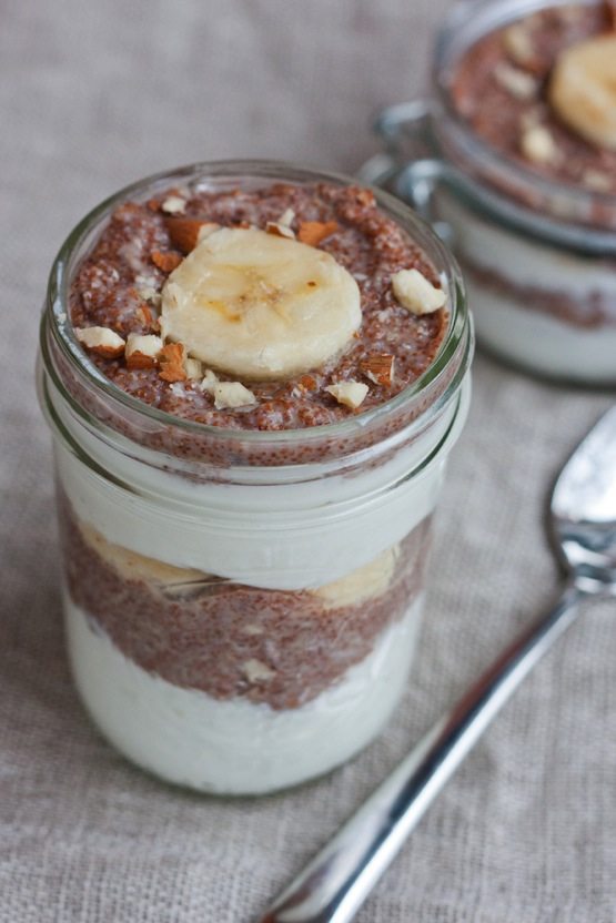 Banana Nut Teff Parfait Banana Nut Teff Parfait in a jar.