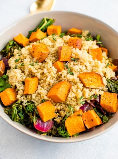 Quinoa Salad with Kale and Roasted Sweet Potatoes