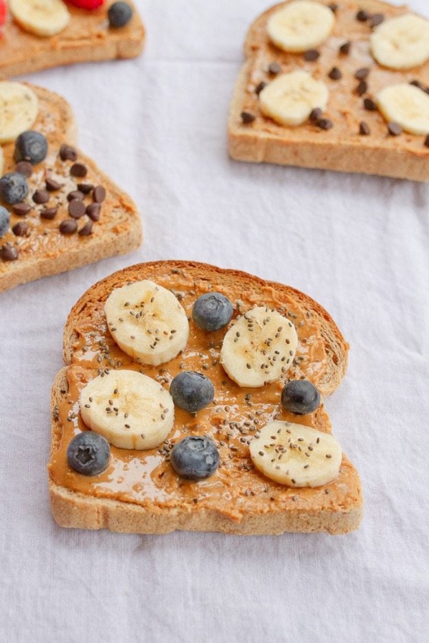 Banana Blueberry Chia Seed Peanut Butter Toast