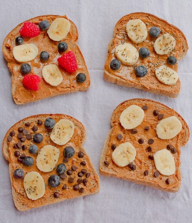 Peanut Butter Breakfast Toast 4 Ways