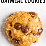 One peanut butter oatmeal cookie with chocolate chips and coconut flakes.