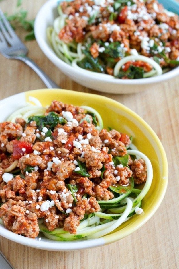 Turkey Marinara over Zucchini Noodles Turkey Marinara over Zucchini Noodles