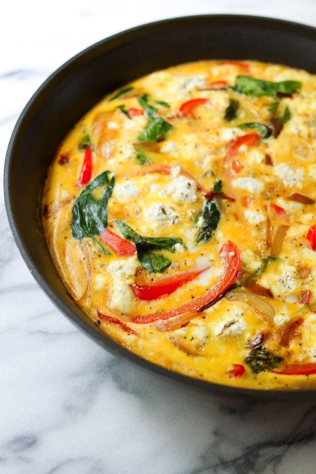 Caramelized Onion & Red Bell Pepper Frittata.