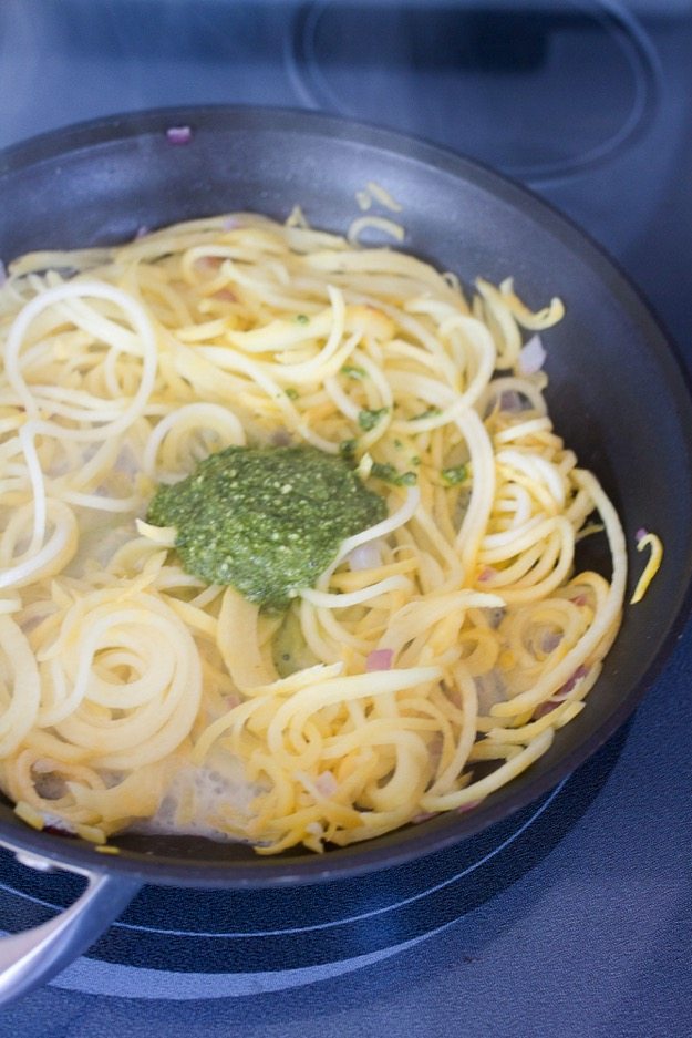 Cooking Rutabaga Pasta with Pesto