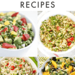 Collage of quinoa salads in bowls, text above reads "Healthy Quinoa Salad Recipes"