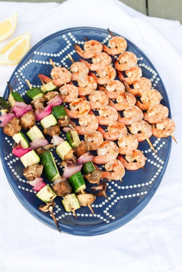 Healthy Grilled Lemon Pepper Shrimp Skewers