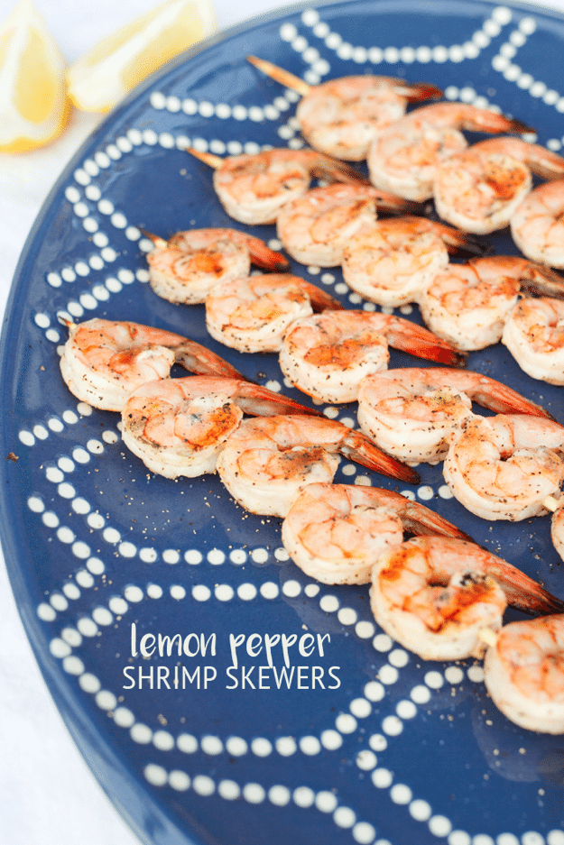 Healthy Grilled Lemon Pepper Shrimp Skewers