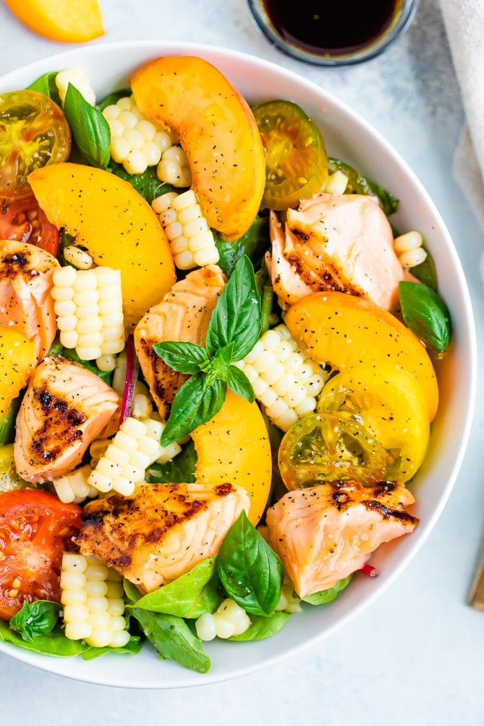 Grilled Salmon Salad With Peaches And Corn Eating Bird Food,Accent Wall Ideas For Bedroom