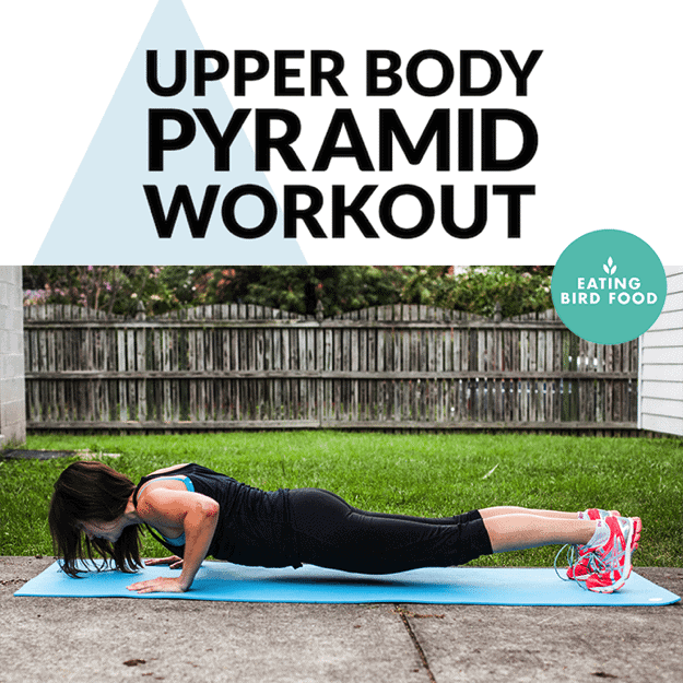 This pyramid workout targets your upper body with just five easy moves! You’re using your own body weight for resistance so no equipment is necessary. 