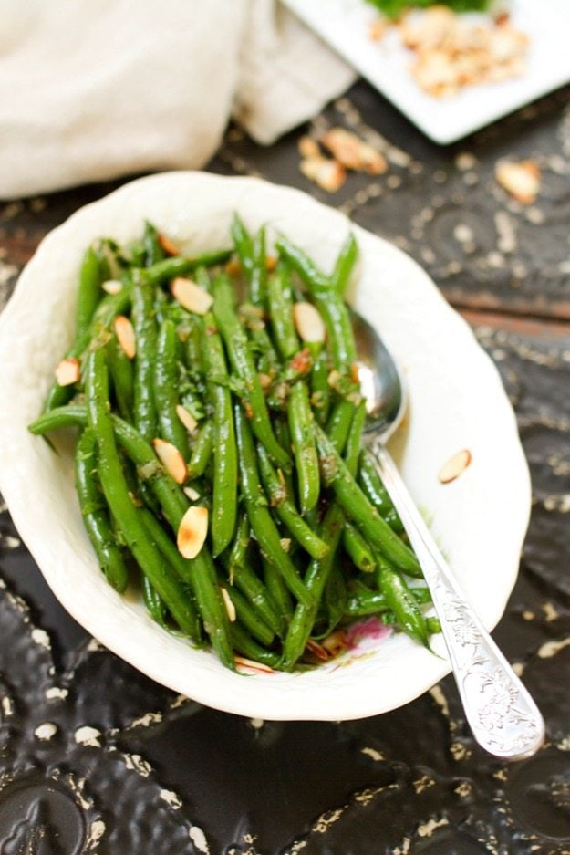 Green Beans with Caramelized Shallots and Almonds