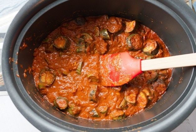 Slow Cooker Curried Eggplant and Zucchini