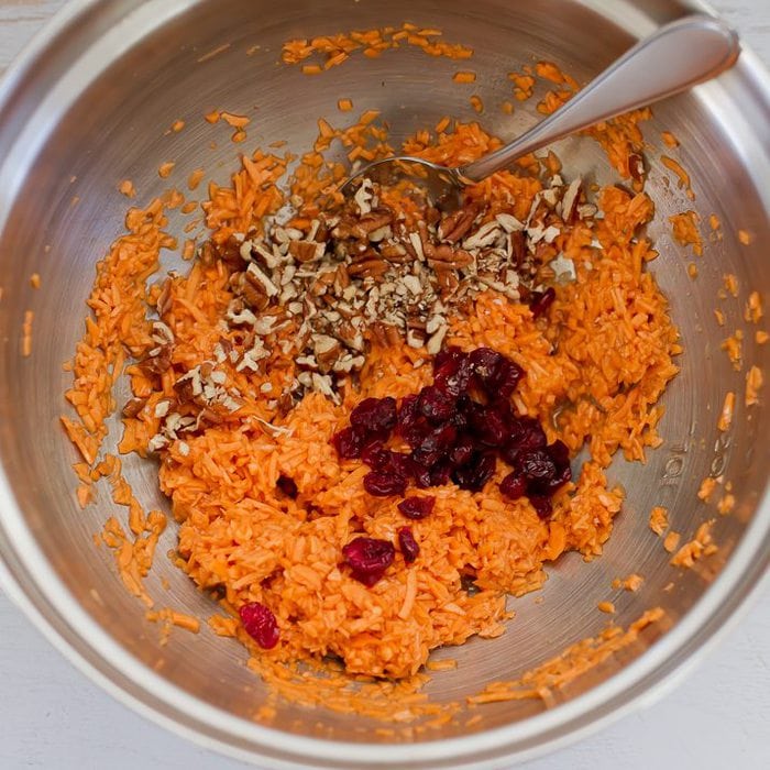 Spiralized Sweet Potato Muffin Batter.