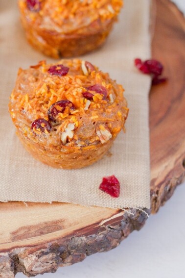 Spiralized cranberry pecan sweet potato muffins.