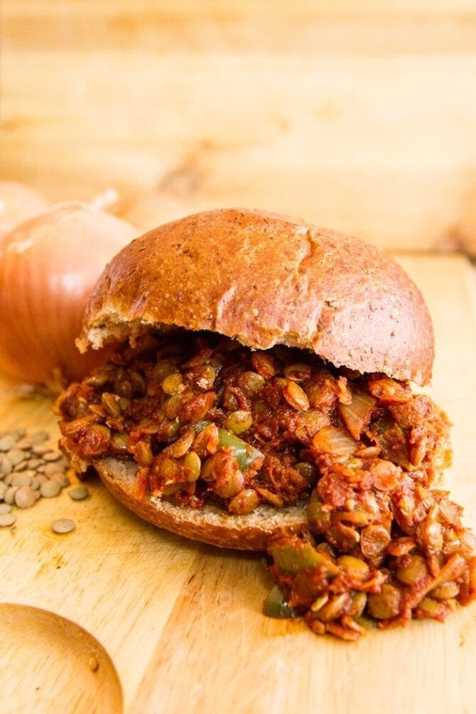 Vegetarian Sloppy Joes Eating Bird Food