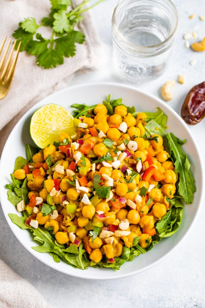 The BEST Curried Chickpea Salad Eating Bird Food