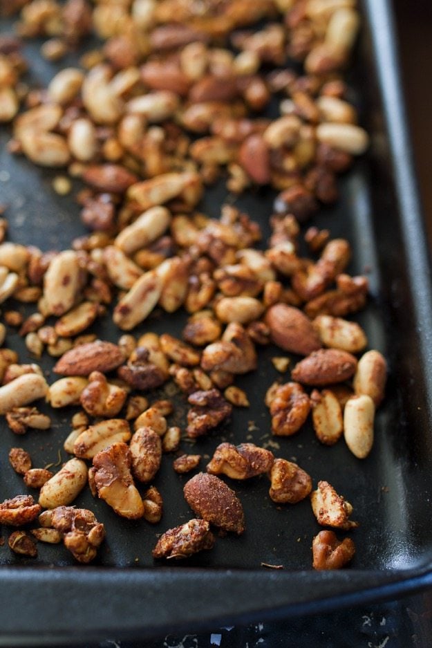 Cajun trail mix with a crunchy blend of nuts, seeds and raisins coated with cajun-inspired seasonings. This spicy snack mix is perfect for parties, game-day or mid-afternoon snacking. 