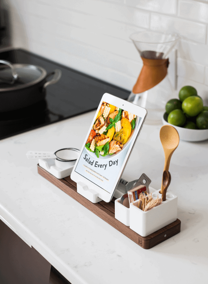 Salad Every Day ebook displayed on ipad in an ipad stand. 