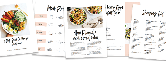 Pages from the Salad Challenge PDF grouped together.