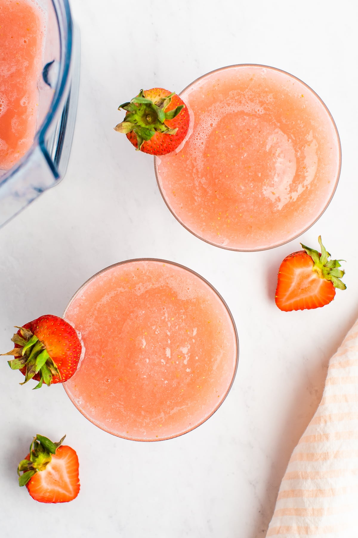 Overhead shot with two glass of frosé.