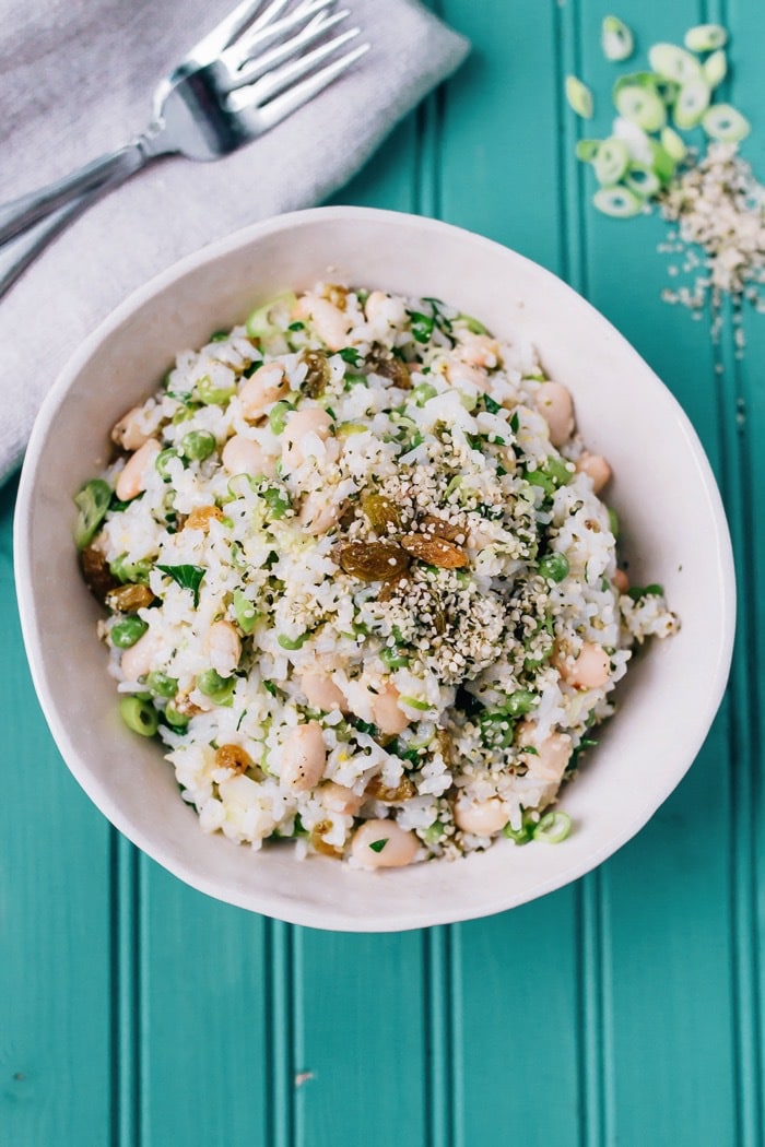 This Mediterranean-inspired rice salad with creamy cannellini beans and Hemp Hearts can be served warm or chilled and makes a lovely vegetarian main or a flavorful side. 