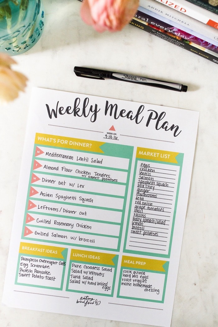 Eating healthy starts with cooking more at home. Here are my top tips for meal planning and a FREE Meal Planning Printable to help making meal planning easy and fun!