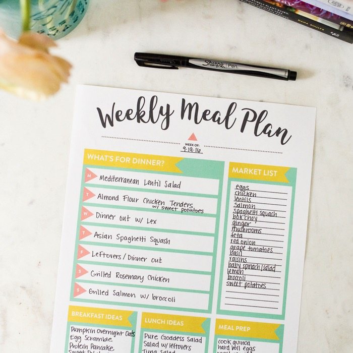 Eating healthy starts with cooking more at home. Here are my top tips for meal planning and a FREE Meal Planning Printable to help making meal planning easy and fun!