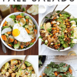 Collage of 4 fall salads with text above: "15 Healthy Fall Salads"