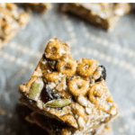 Stack of pumpkin spice cereal bars.