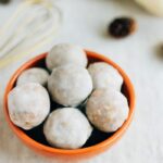 Bowl of pumpkin spice donut holes.