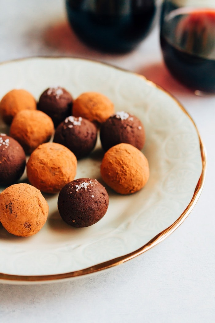 No one will never guess these decadent 4-ingredient chocolate truffles are made with avocado instead of heavy cream. As long as you use dairy-free chocolate chips, these creamy truffles are gluten-free and vegan!