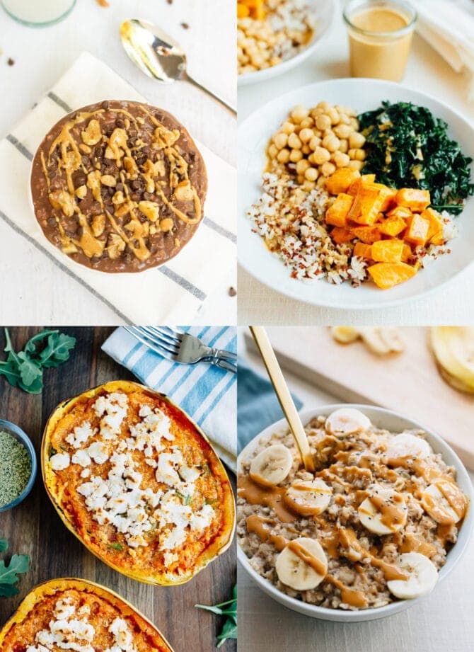 A set of 4 meal plans options for eating healthy.