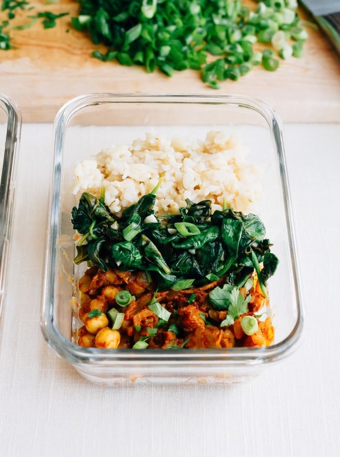 Curried Chickpea Meal Prep Bowls // A vegan meal prep recipe that comes together fast and tastes great!