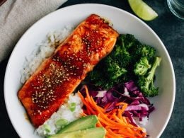Teriyaki Salmon With Broccoli And Rice Bowl Meal Eating Bird Food